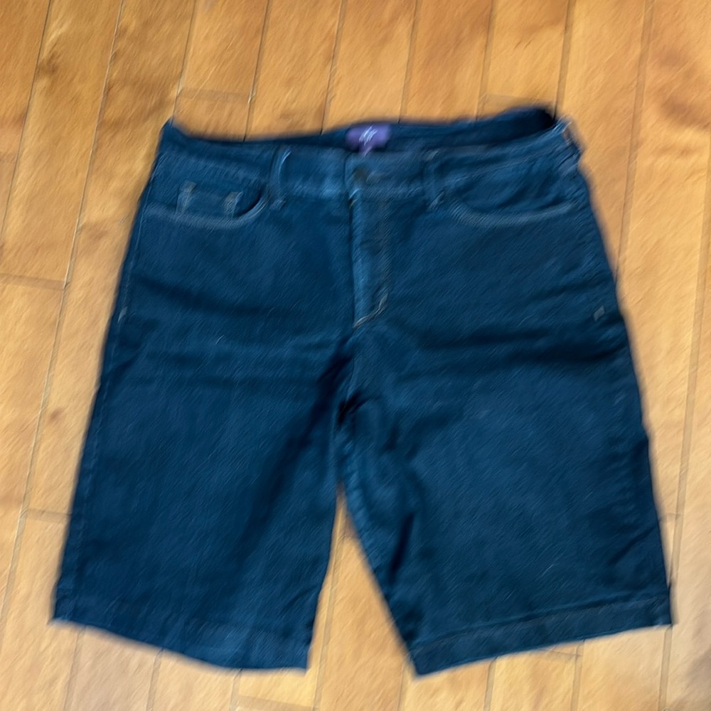Women’s dark blue denim Bermuda shorts, size 14.